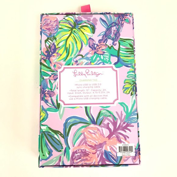 Lilly Pulitzer Charging Tag Keychain Micro USB-USB 2.0 Mermaid in the Shade - Picture 6 of 6